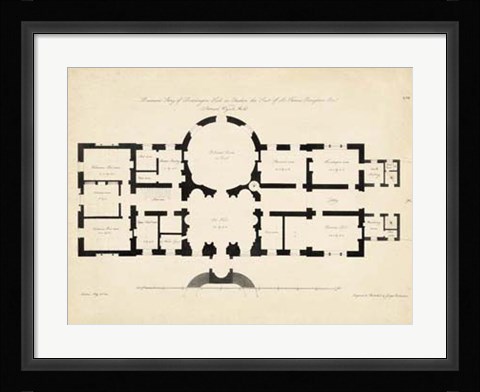 Framed Antique Building Plan I Print