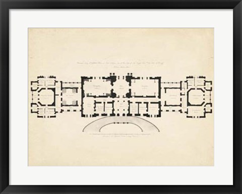 Framed Antique Building Plan III Print