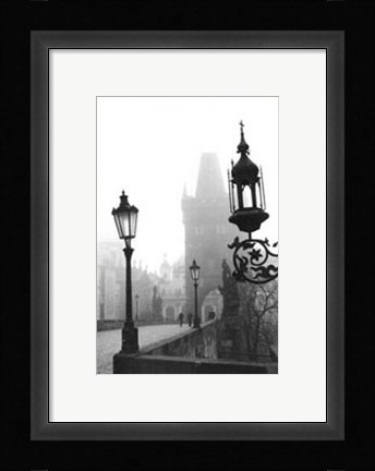 Framed Charles Bridge in Morning Fog I Print