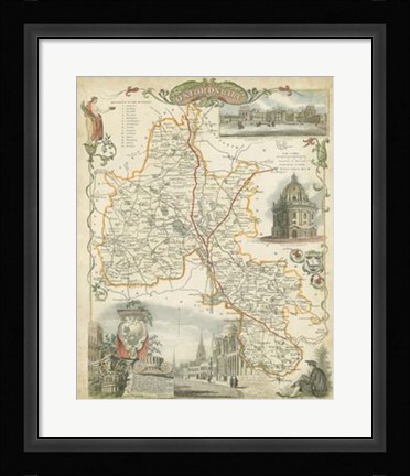 Framed Map of Oxfordshire Print