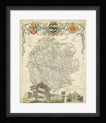 Framed Map of Herefordshire Print