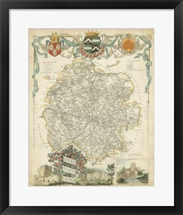 Framed Map of Herefordshire Print