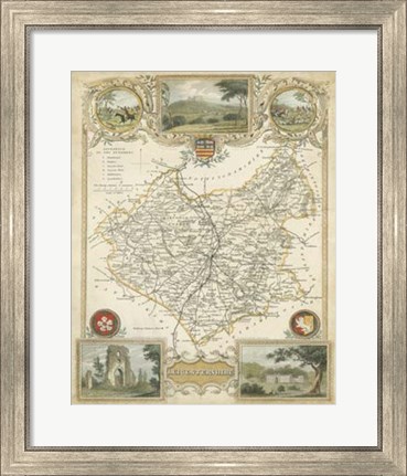 Framed Map of Leicestershire Print