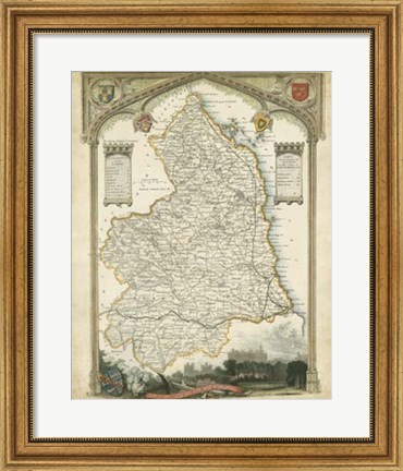 Framed Map of Northumberland Print