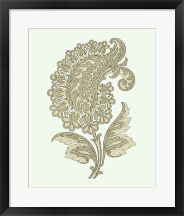 Framed Celadon Floral Motif II Print