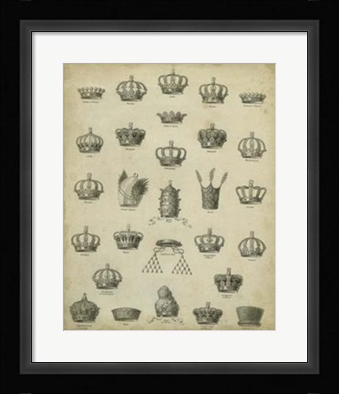 Framed Heraldic Crowns &amp; Coronets II Print