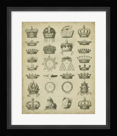 Framed Heraldic Crowns &amp; Coronets III Print