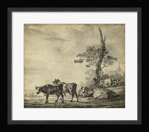 Framed Pastoral Etching I Print