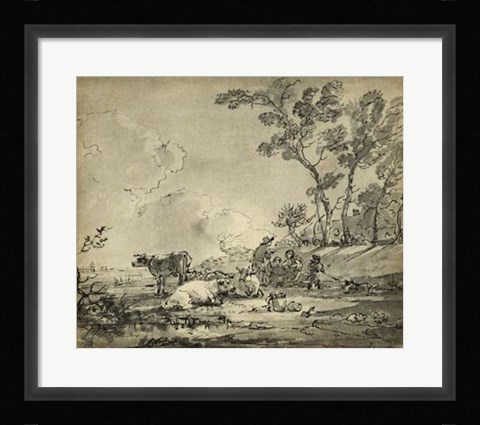 Framed Pastoral Etching II Print