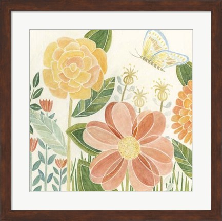 Framed Papillon Garden I Print