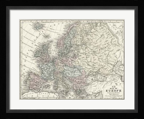 Framed Map of Europe Print