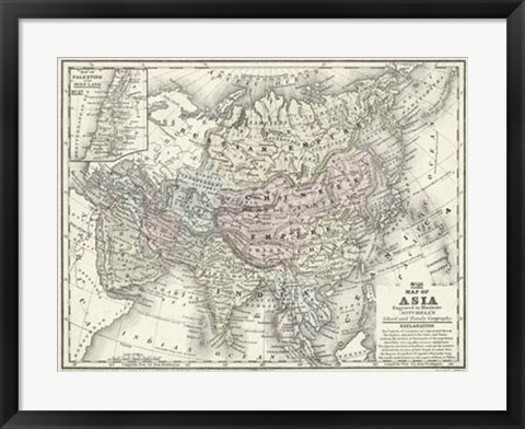 Framed Map of Asia Print