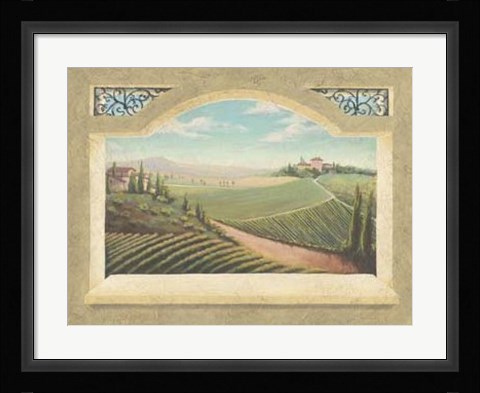 Framed Vineyard Window I Print