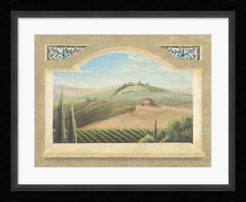 Framed Vineyard Window III Print