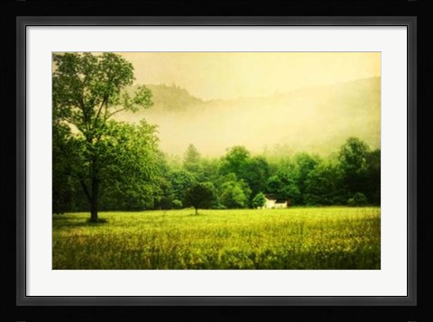 Framed Farmhouse on Foggy Morn' Print