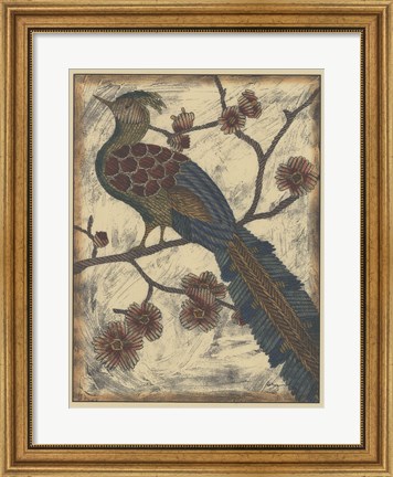 Framed Embroidered Pheasant II Print