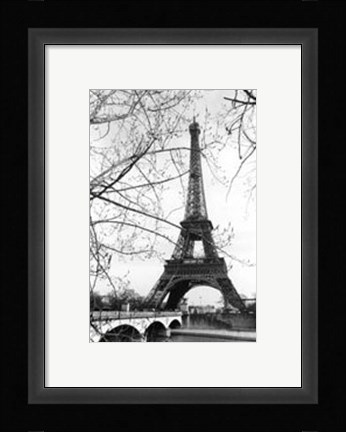 Framed Eiffel Tower Along the Seine River Print