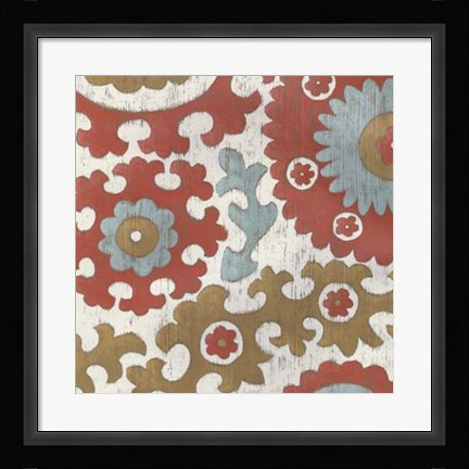 Framed Coral Suzani I Print