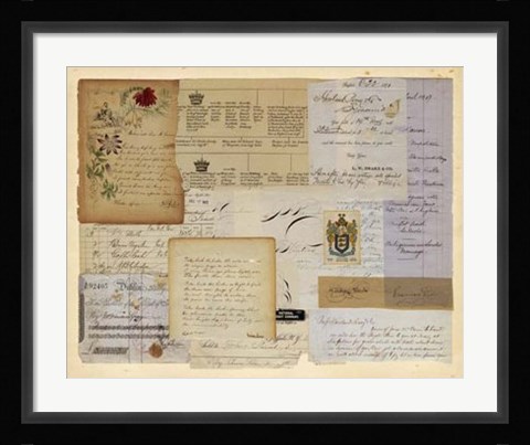 Framed Antique Collage I Print