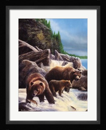 Framed Grizzlies by Falls Print