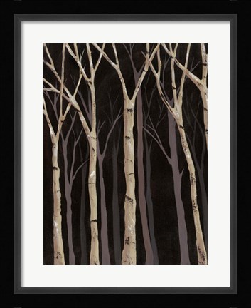 Framed Midnight Birches I Print