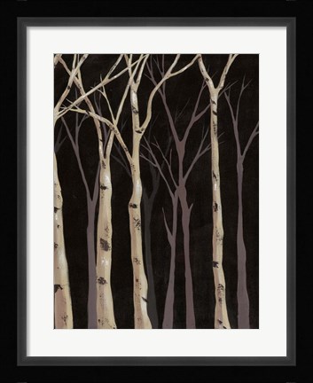 Framed Midnight Birches II Print