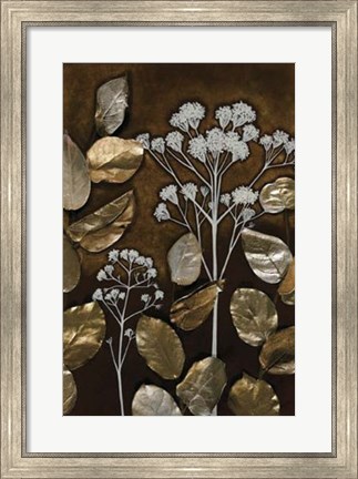 Framed Gilded Leaf Collage I Print