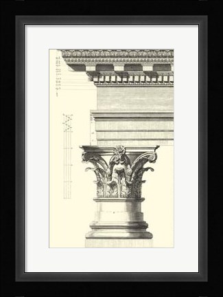 Framed B&amp;W Column and Cornice I Print