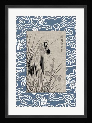 Framed Asian Crane Panel II Print