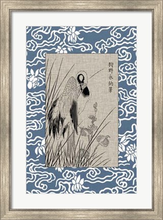 Framed Asian Crane Panel II Print