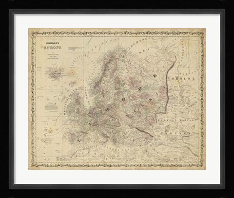Framed Johnson's Map of Europe Print