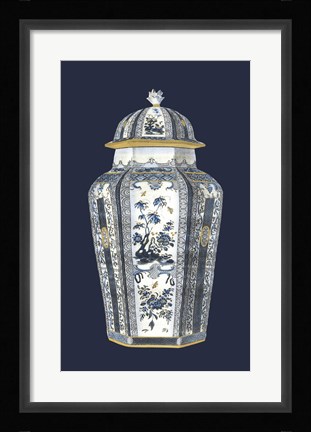 Framed Asian Urn in Blue &amp; White I Print