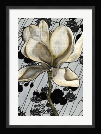 Framed Patterned Magnolia I Print