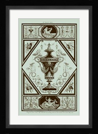 Framed Urns in Celadon I Print