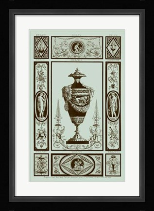 Framed Urns in Celadon II Print