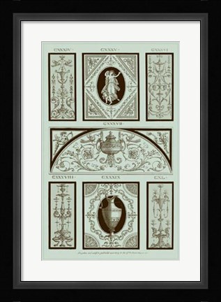 Framed Panel in Celadon I Print