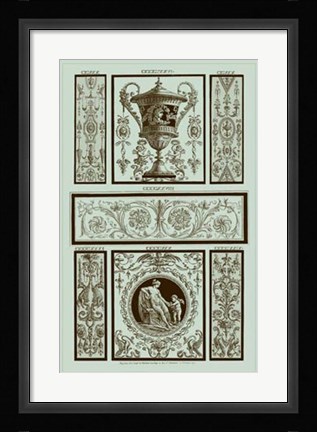 Framed Panel in Celadon II Print