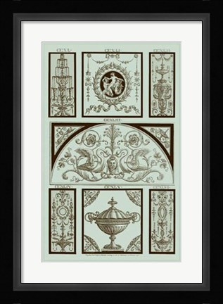 Framed Panel in Celadon III Print