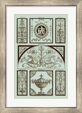 Framed Panel in Celadon III Print