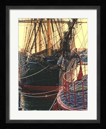 Framed Tall Ships in Darling Harbour Print