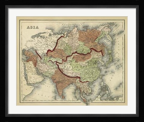 Framed Antique Map of Asia Print