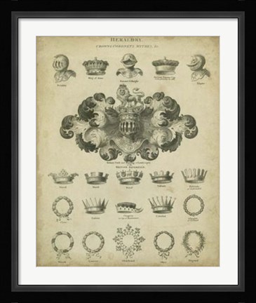 Framed Heraldic Crowns &amp; Coronets I Print