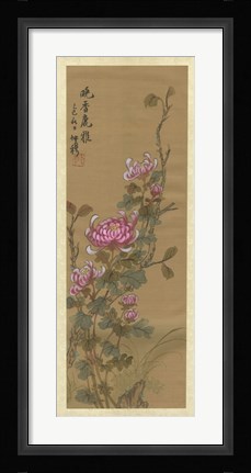Framed Oriental Floral Scroll III Print