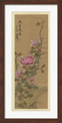 Framed Oriental Floral Scroll III Print