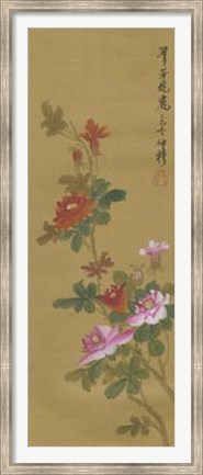 Framed Oriental Floral Scroll IV Print