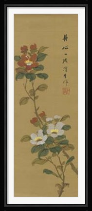 Framed Oriental Floral Scroll V Print