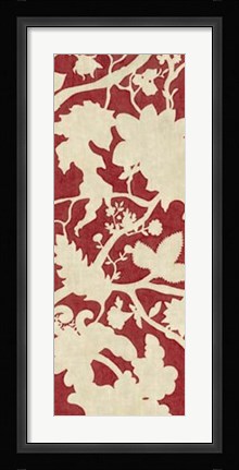 Framed Linen Silhouette on Red I Print