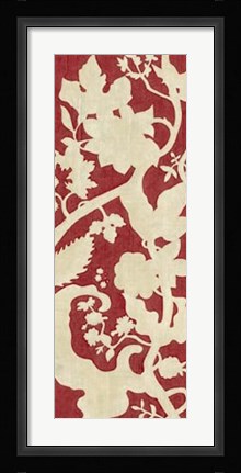 Framed Linen Silhouette on Red II Print