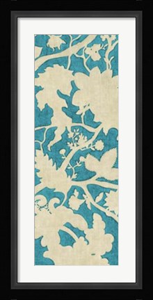 Framed Linen Silhouette on Teal I Print
