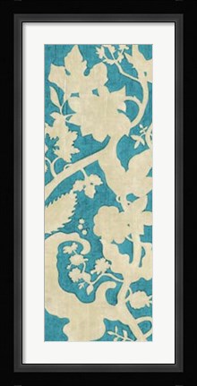 Framed Linen Silhouette on Teal II Print